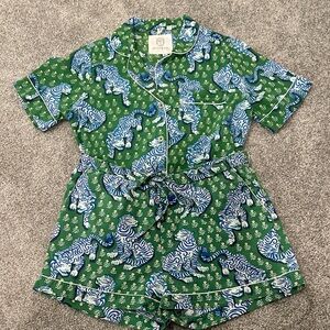 Printfresh Green and Blue Tiger Print Pajama Set
